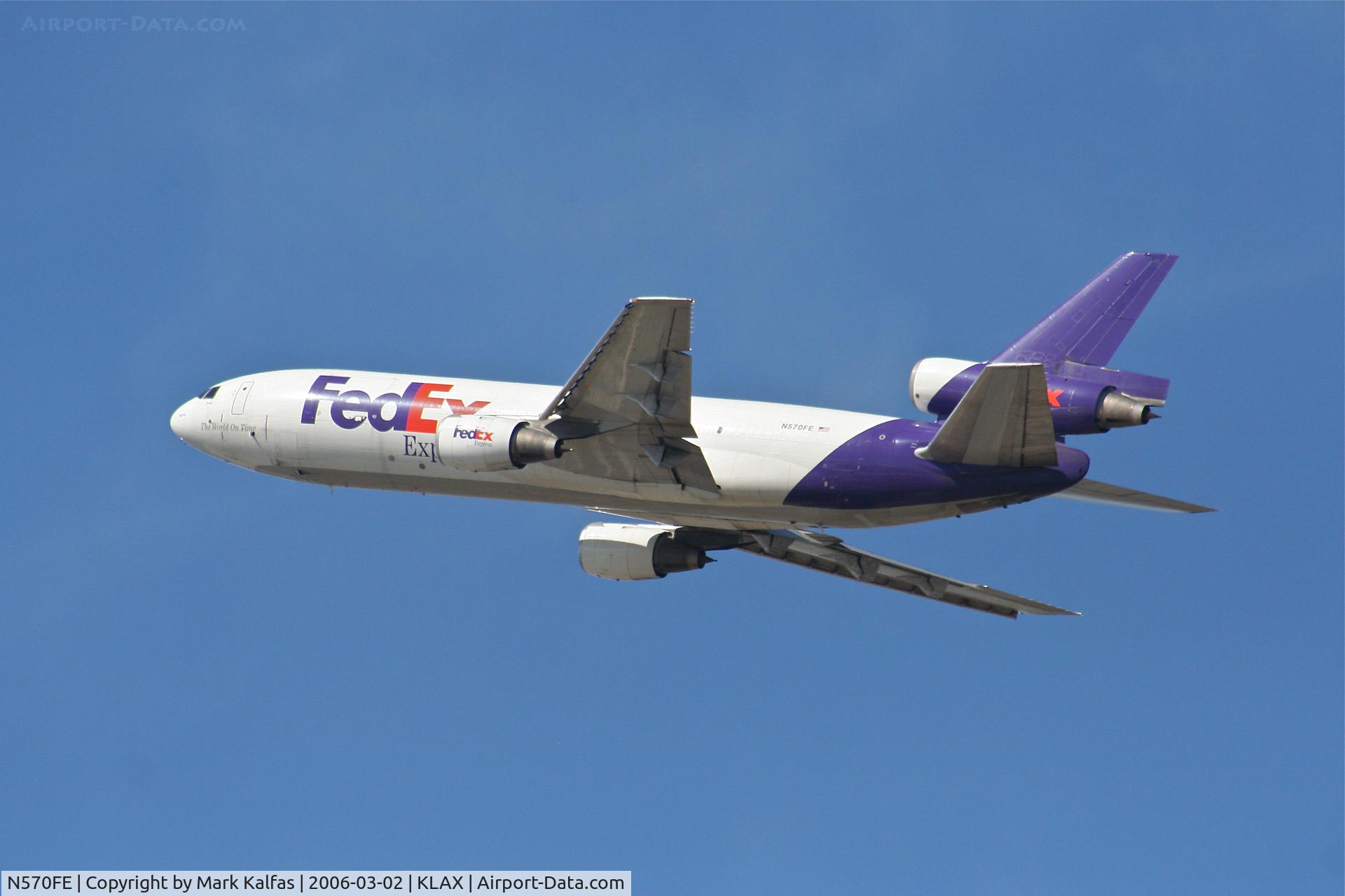 N570FE, 1980 McDonnell Douglas DC-10-10F C/N 47829, FedEX MD-10-10F, 25L departure KLAX.
