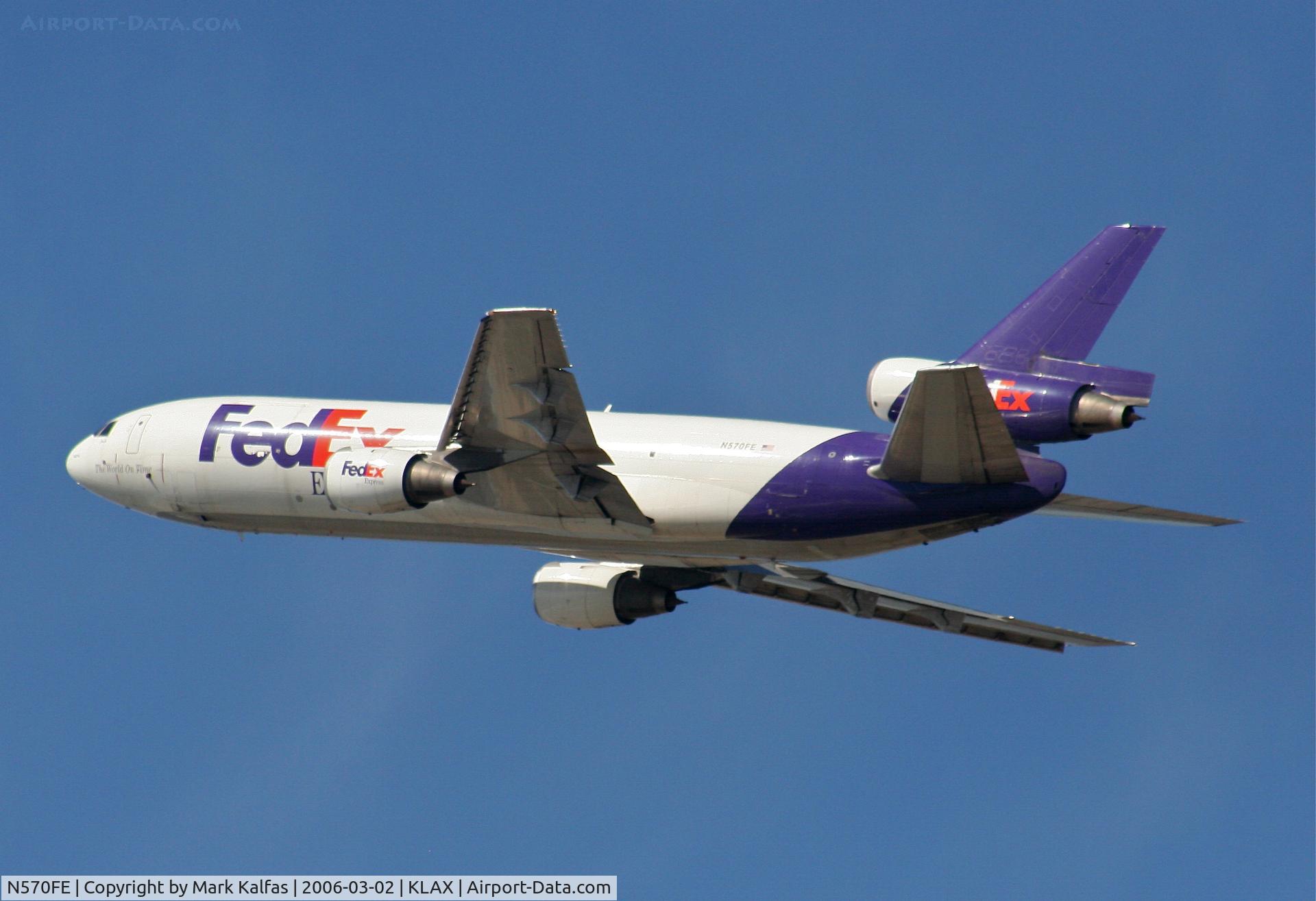 N570FE, 1980 McDonnell Douglas DC-10-10F C/N 47829, FedEX MD-10-10F, 25L departure KLAX.