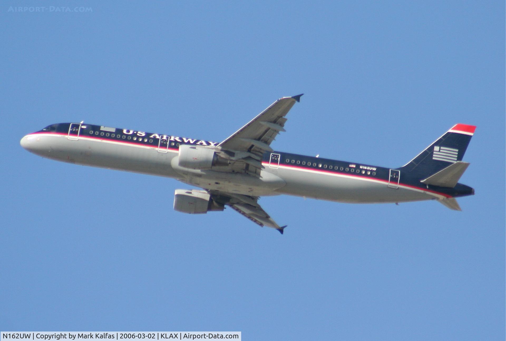 N162UW, 2001 Airbus A321-211 C/N 1412, US Airways A321-211, 25R departure KLAX.