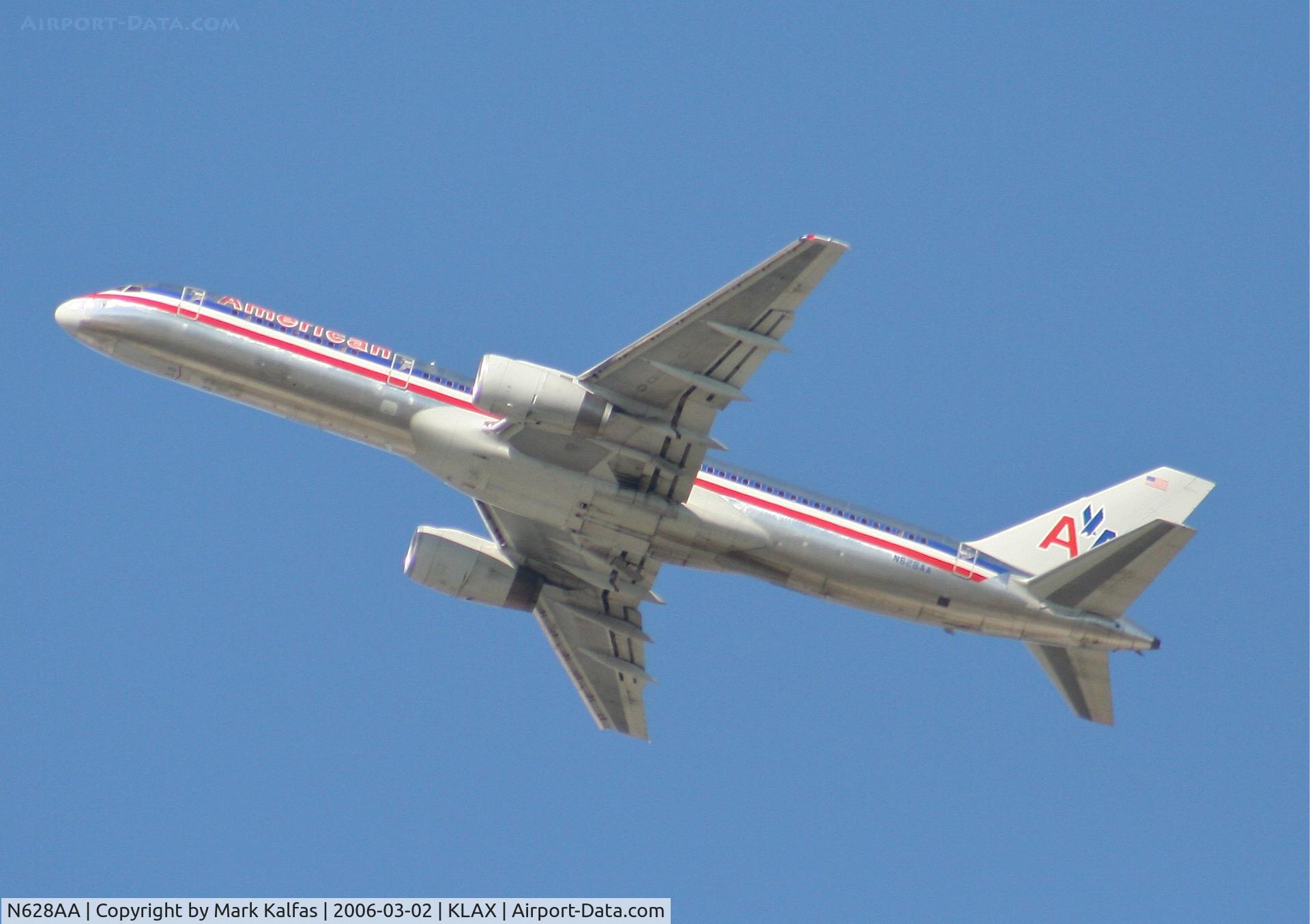 N628AA, 1990 Boeing 757-223 C/N 24586, American Airlines Boeing 757-223, 25R departure KLAX.