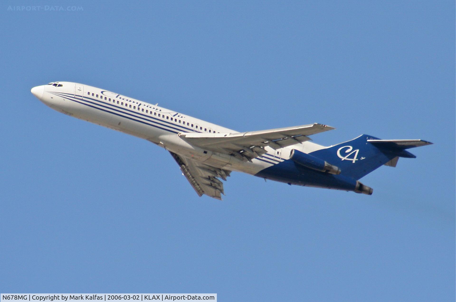 N678MG, 1981 Boeing 727-225 C/N 22555, Champion Air Boeing 727-225, 25L departure KLAX.