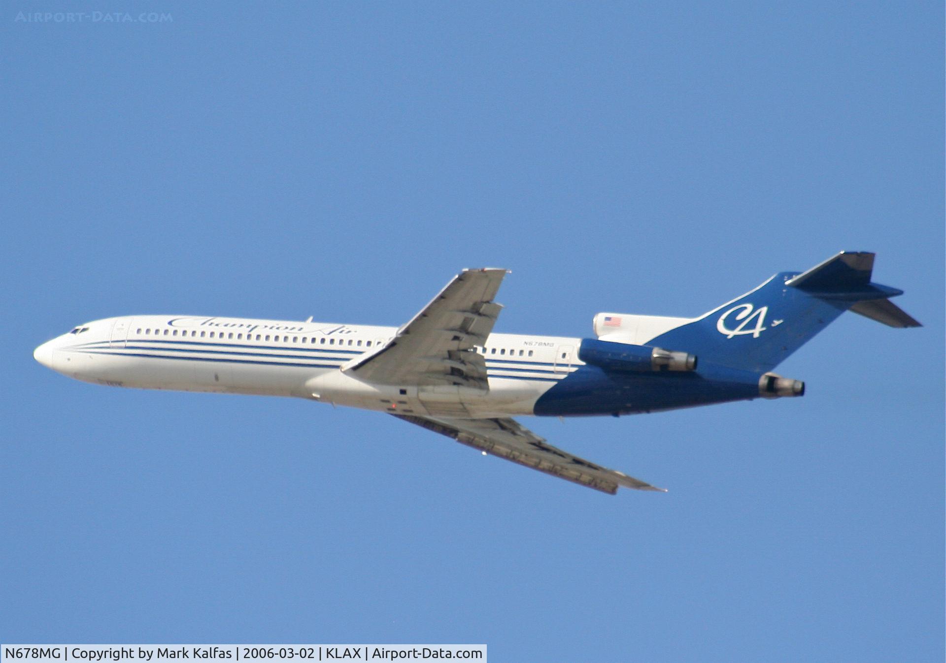 N678MG, 1981 Boeing 727-225 C/N 22555, Champion Air Boeing 727-225, 25L departure KLAX.
