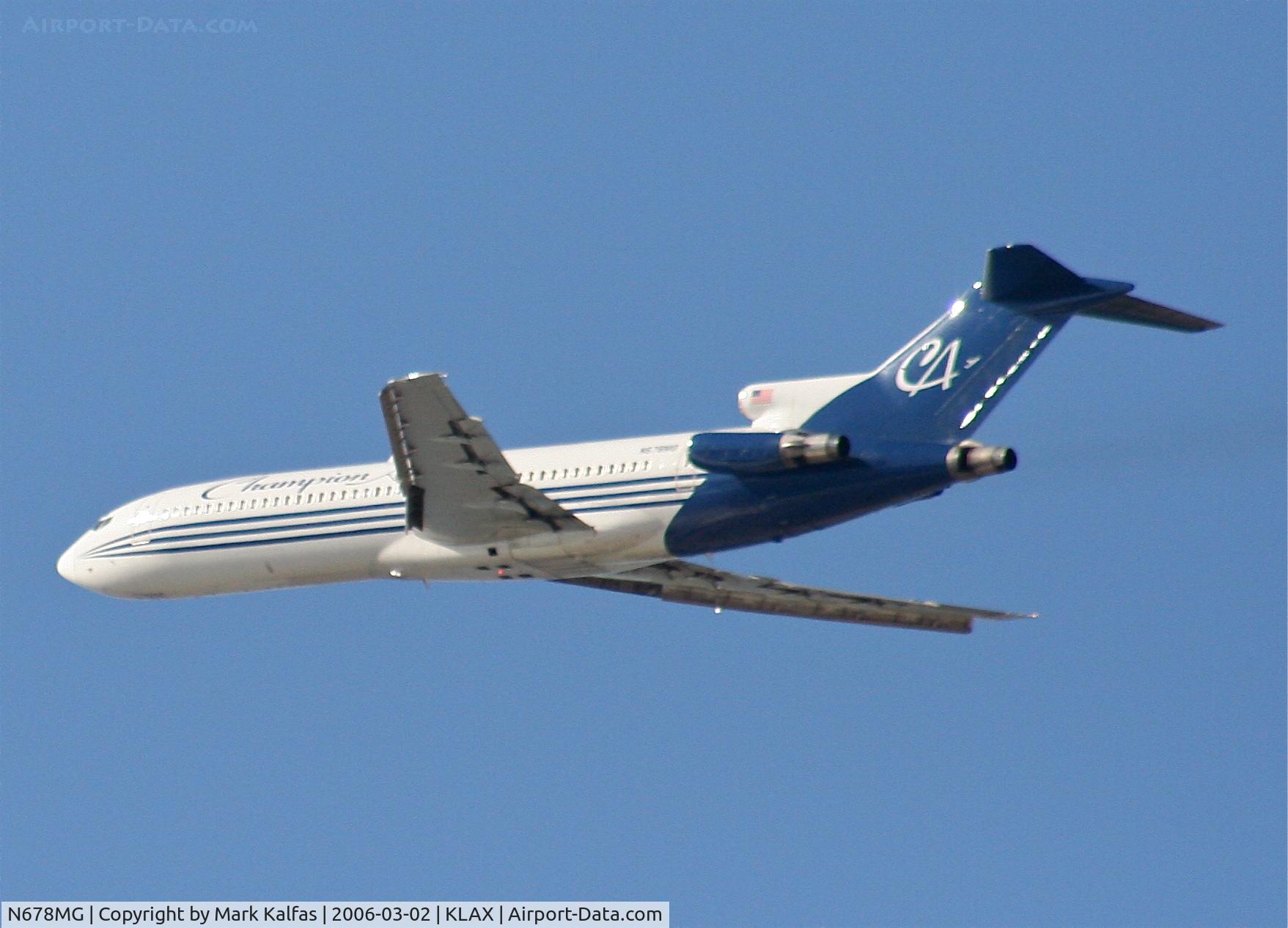 N678MG, 1981 Boeing 727-225 C/N 22555, Champion Air Boeing 727-225, 25L departure KLAX.
