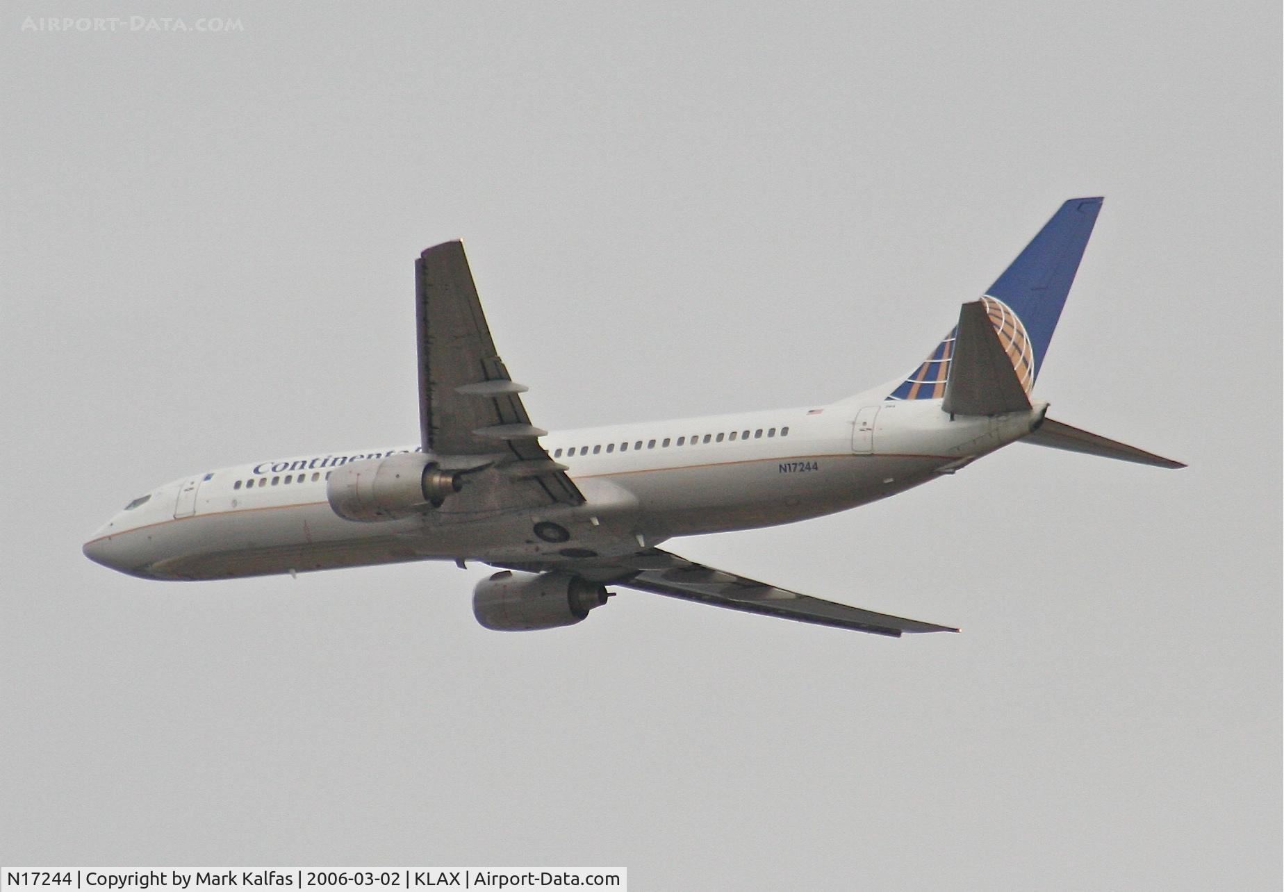 N17244, 1999 Boeing 737-824 C/N 28954, Continental 737-824, 25R departure KLAX.