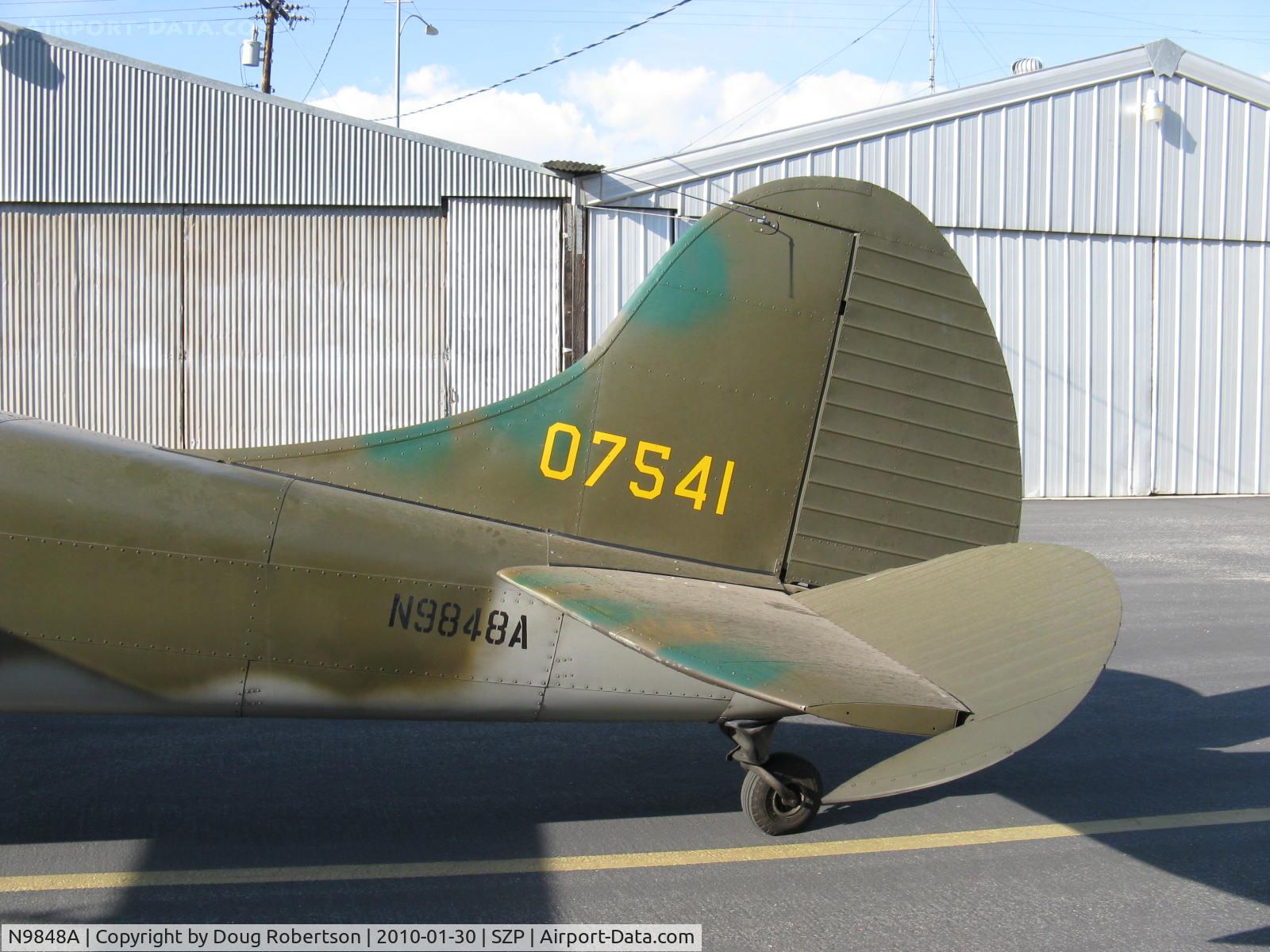 N9848A, 1950 Cessna 190 C/N 7541, 1950 Cessna 190 as U.S.Army LC-126, Jacobs R755-A2 300 Hp radial upgrade, tail