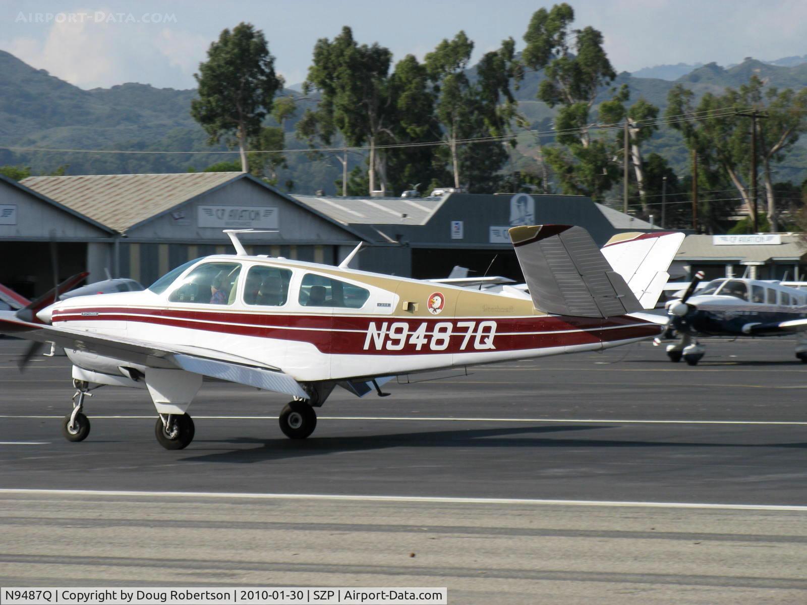 N9487Q, 1972 Beech V35B Bonanza C/N D-9333, 1972 Beech V35B BONANZA, Continental IO-520-B 285 Hp, landing roll Rwy 22