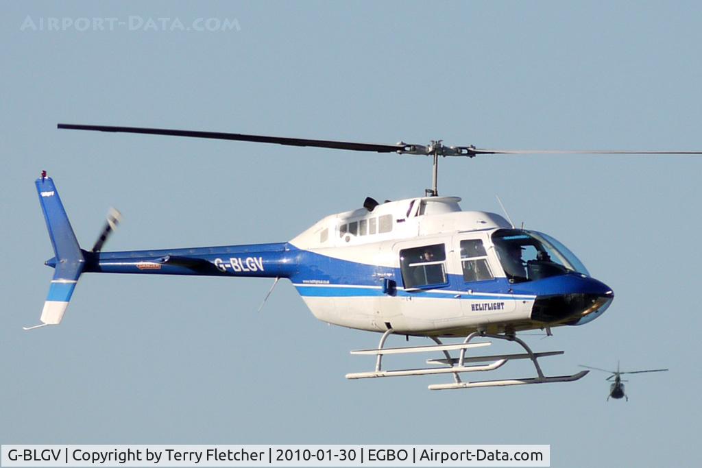 G-BLGV, 1973 Bell 206B JetRanger II C/N 982, Part of a busy aviation scene at Wolverhampton (Halfpenny Green) Airport on a crisp winters day