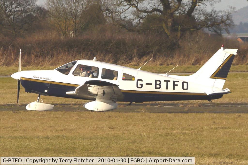 G-BTFO, 1978 Piper PA-28-161 Cherokee Warrior II C/N 28-7816580, Part of a busy aviation scene at Wolverhampton (Halfpenny Green) Airport on a crisp winters day