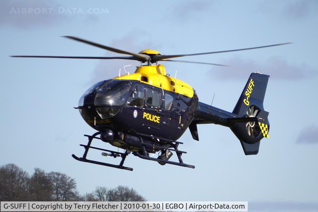 G-SUFF, 1999 Eurocopter EC-135T-1 C/N 0118, Part of a busy aviation scene at Wolverhampton (Halfpenny Green) Airport on a crisp winters day