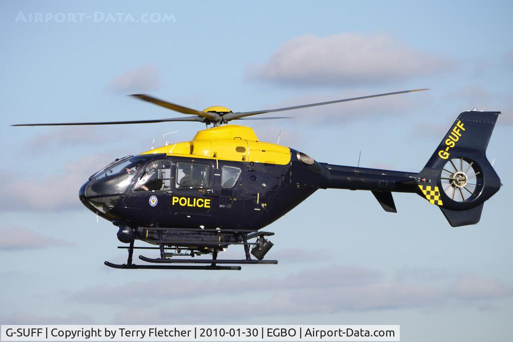 G-SUFF, 1999 Eurocopter EC-135T-1 C/N 0118, Part of a busy aviation scene at Wolverhampton (Halfpenny Green) Airport on a crisp winters day