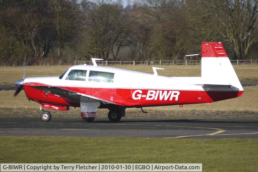 G-BIWR, 1976 Mooney M20F Executive C/N 22-1339, Part of a busy aviation scene at Wolverhampton (Halfpenny Green) Airport on a crisp winters day