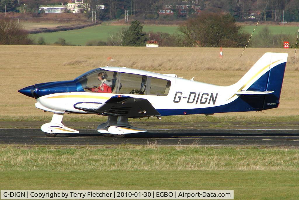 G-DIGN, 2008 Robin DR-400-180 Regent Regent C/N 2651, Part of a busy aviation scene at Wolverhampton (Halfpenny Green) Airport on a crisp winters day