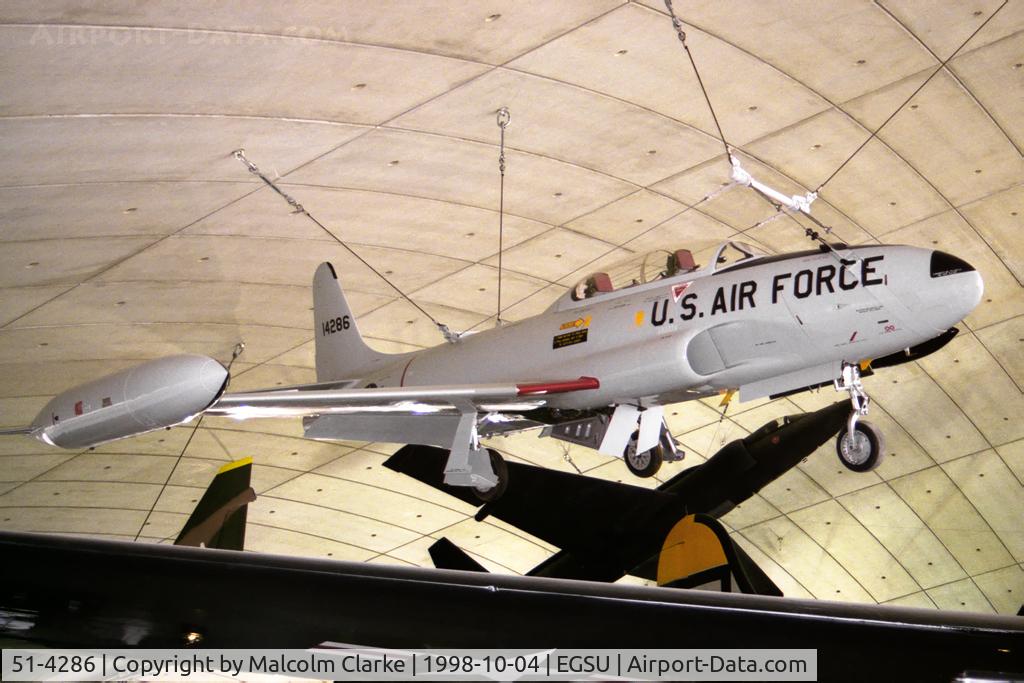 51-4286, 1951 Lockheed T-33A Shooting Star C/N 580-5581, Lockheed T-33A in the American Air Museum at the Imperial War Museum, Duxford in 1998.
