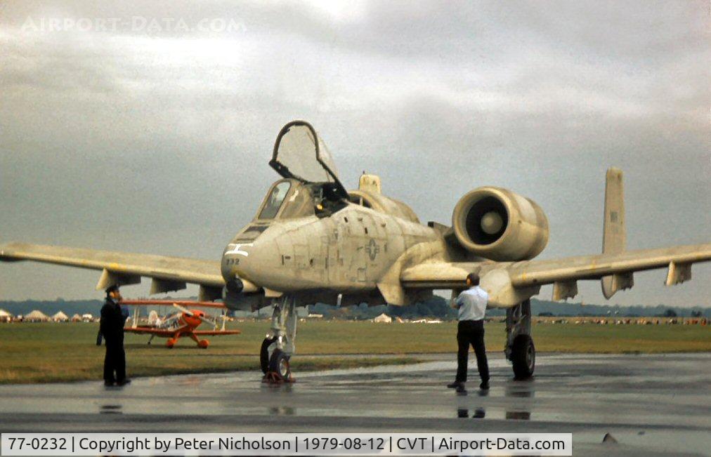 77-0232, 1977 Fairchild Republic A-10A Thunderbolt II C/N A10-0157, A-10A Thunderbolt of the 81st Tactical Fighter Wing on display at the 1979 Coventry Airshow.