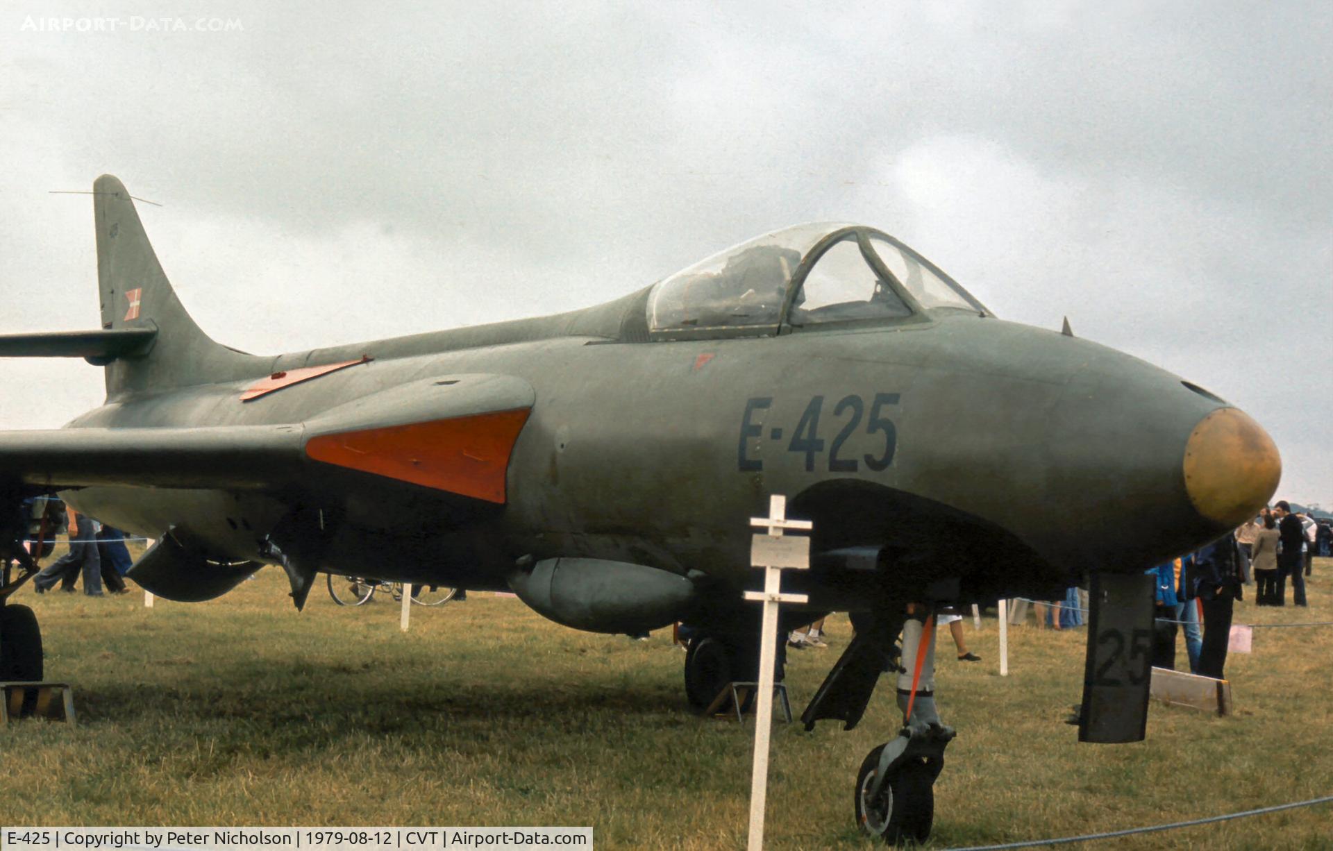 E-425, 1962 Hawker Hunter F.51 C/N 41H-688079, Ex-Royal Danish Air Force Hunter F.51 on display at the 1979 Coventry Airshow.
