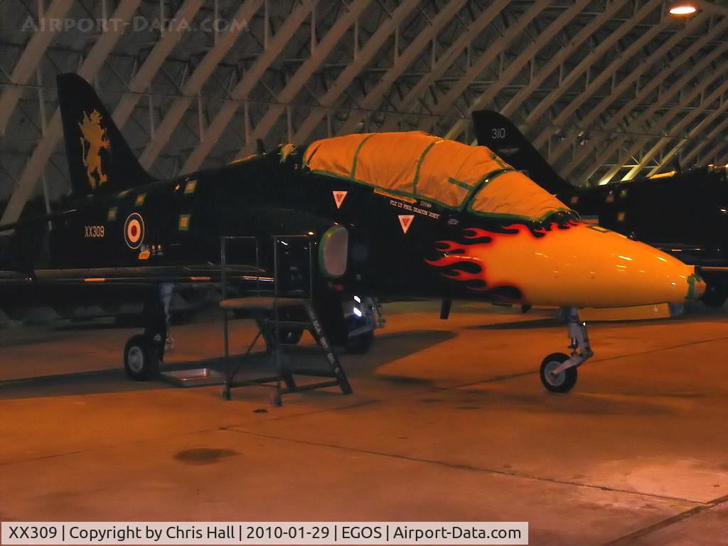 XX309, 1980 Hawker Siddeley Hawk T.1 C/N 144/312134, in storage at RAF Shawbury