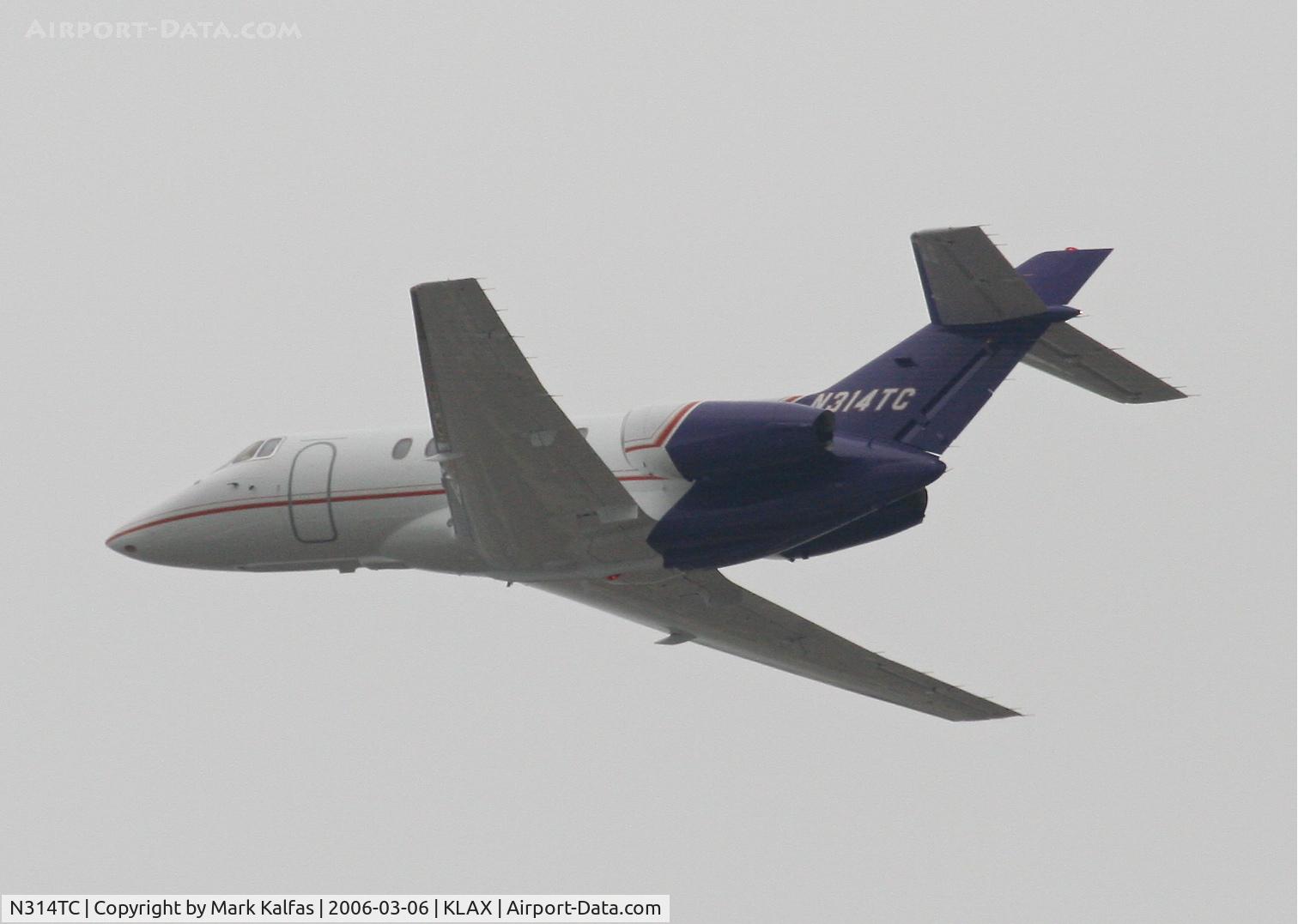 N314TC, 1999 Raytheon Hawker 800XP C/N 258400, TNCD LLC HAWKER 800XP, 25L departure KLAX.