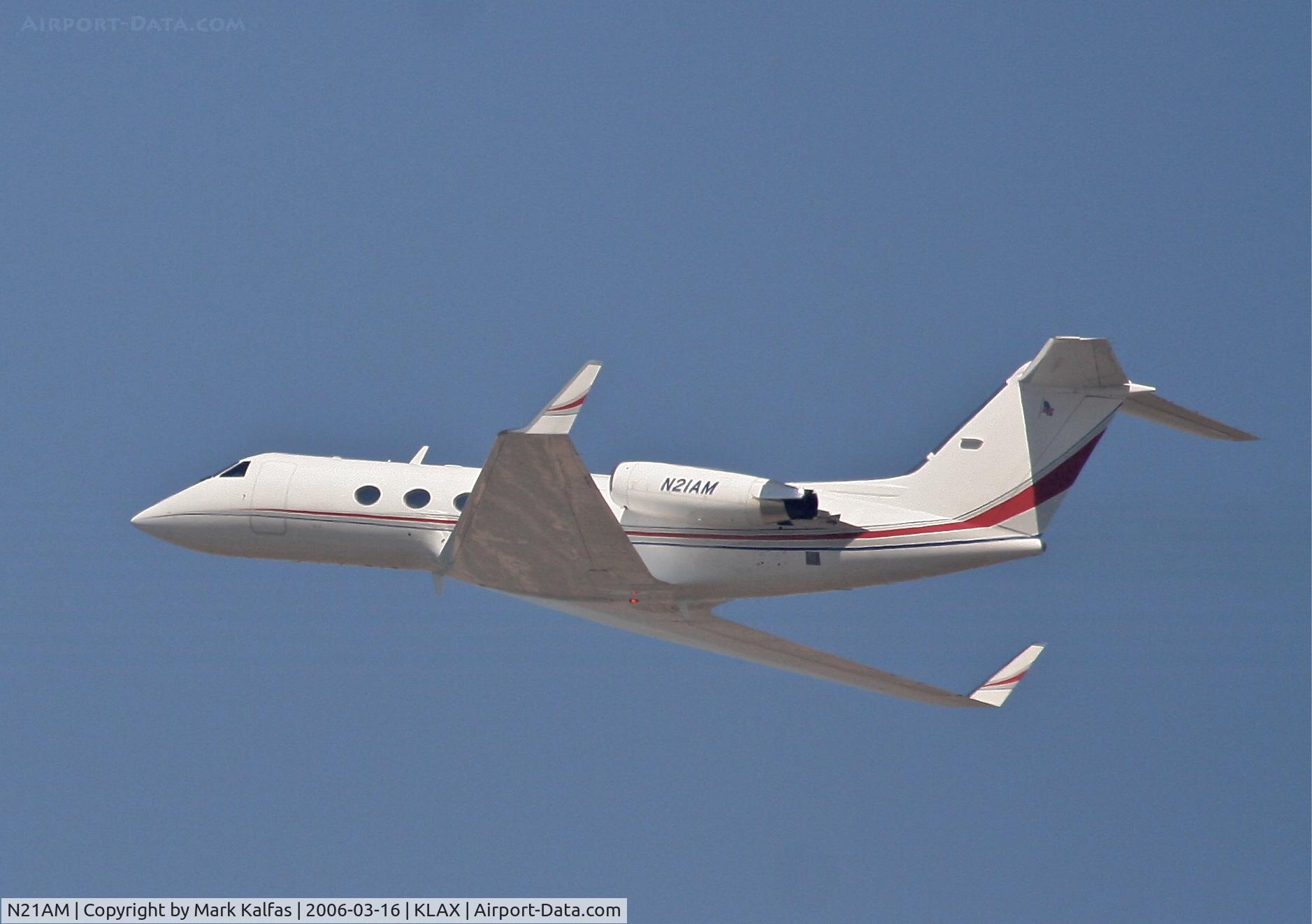 N21AM, 1984 Gulfstream Aerospace G-1159A Gulfstream III Gulfstream III C/N 443, Direct TV Gulfstream III, 25L departure KLAX.