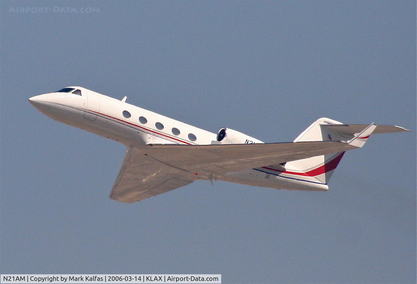 N21AM, 1984 Gulfstream Aerospace G-1159A Gulfstream III Gulfstream III C/N 443, Direct TV Gulfstream III, 25L departure KLAX.
