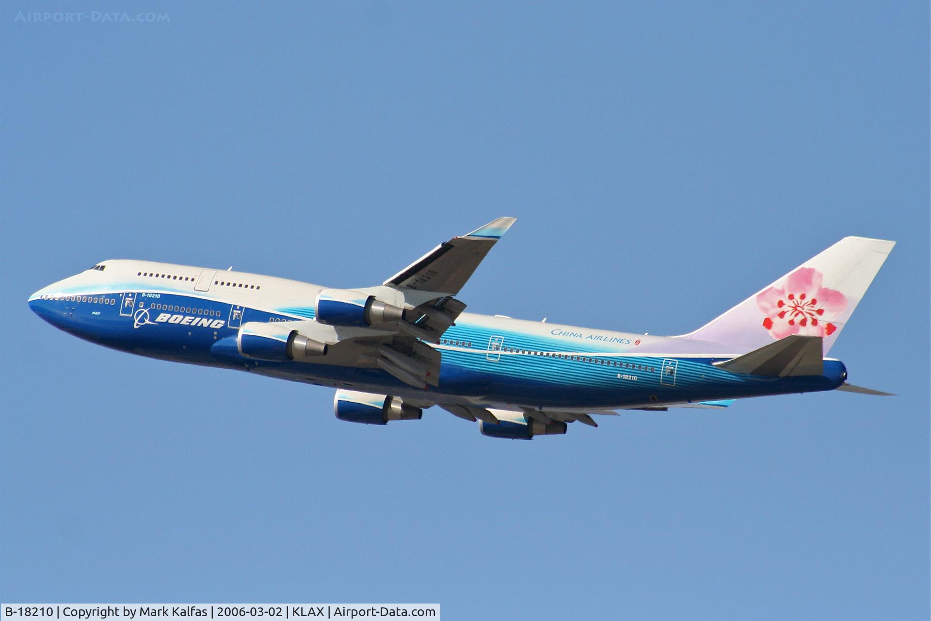 B-18210, 2004 Boeing 747-409 C/N 33734, China Airlines Boeing 747-409, 25R departure KLAX.