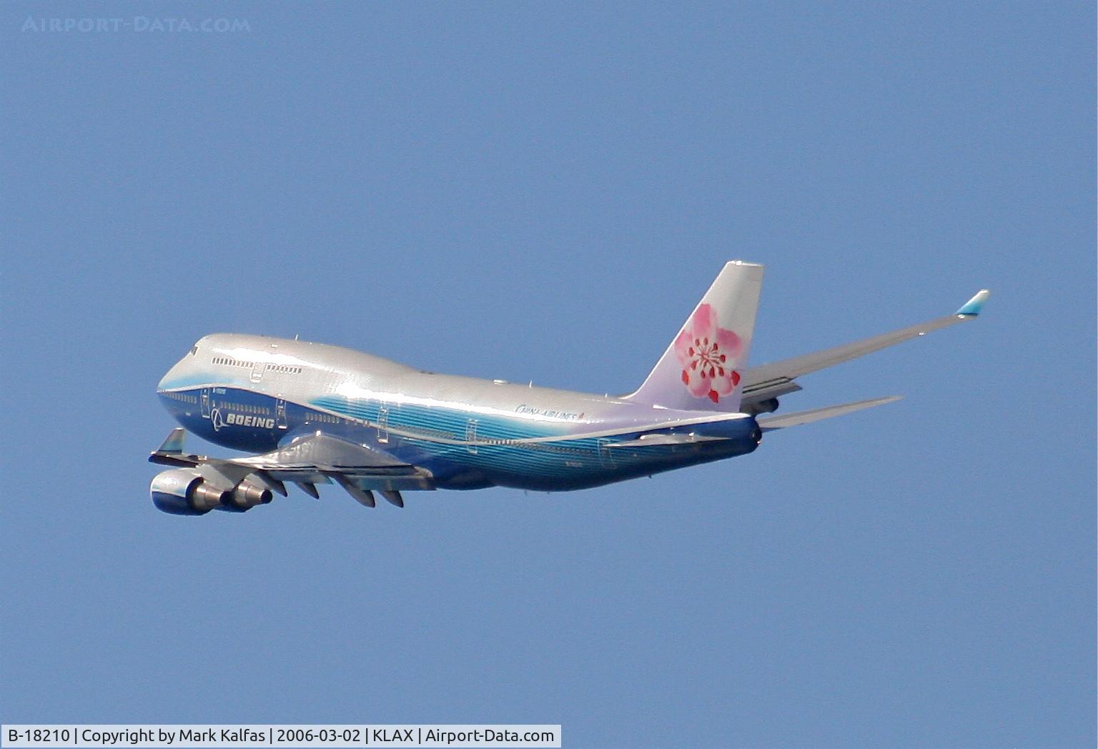 B-18210, 2004 Boeing 747-409 C/N 33734, China Airlines Boeing 747-409, 25R departure KLAX.