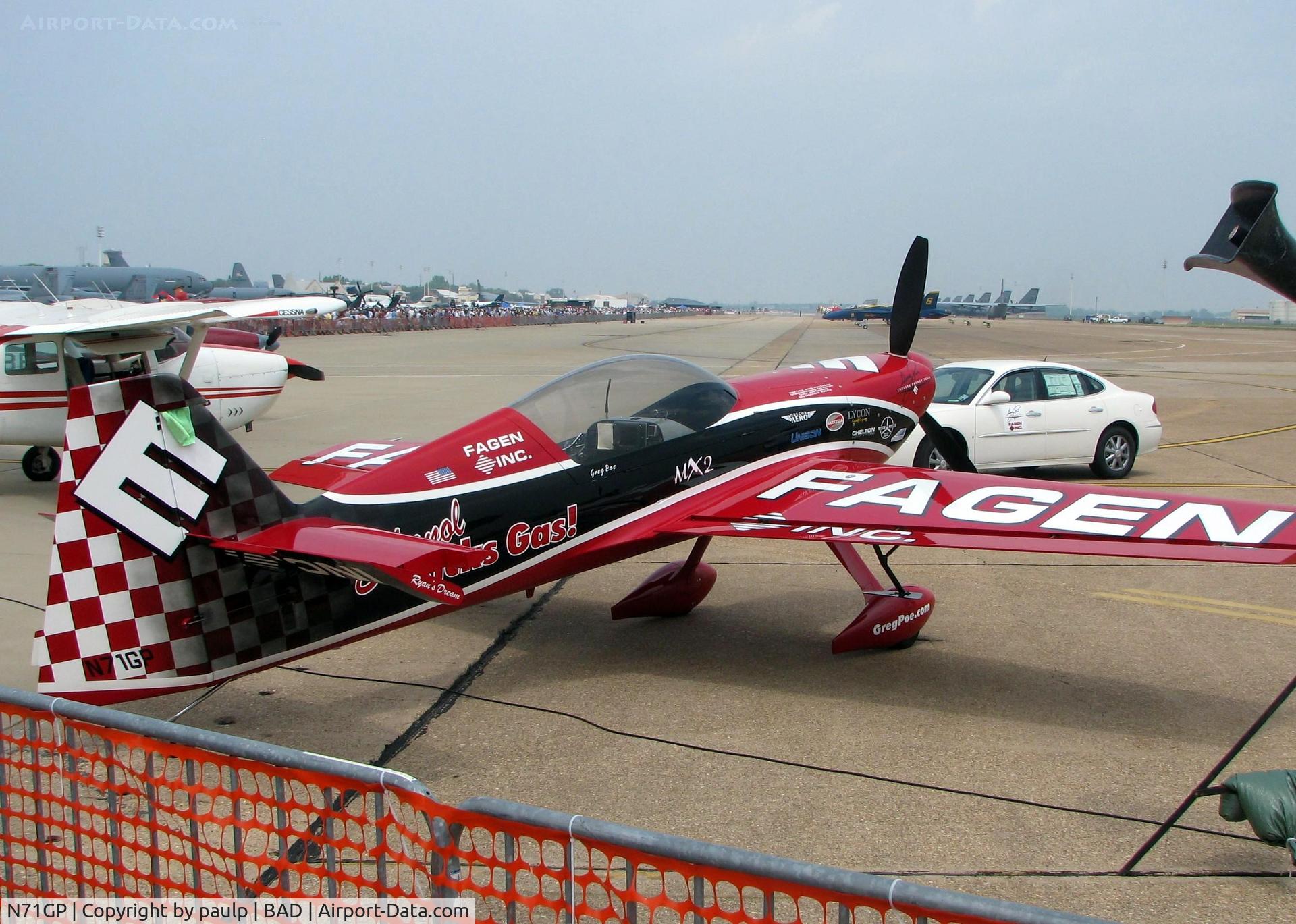 N71GP, 2007 MX Aircraft MX2 C/N 5, The Greg Poe Airshow at Barksdale Air Force Base.