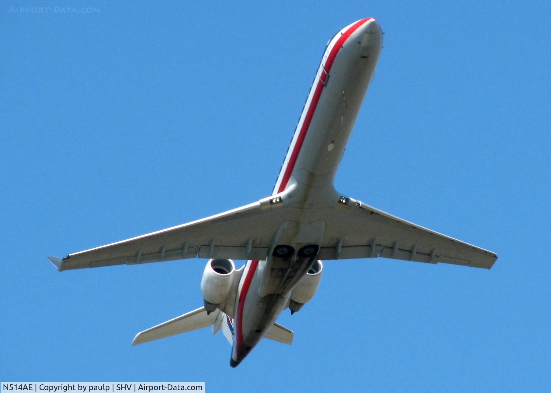 N514AE, 2003 Bombardier CRJ-701 (CL-600-2C10) Regional Jet C/N 10119, Off of runway 23 at Shreveport Regional.