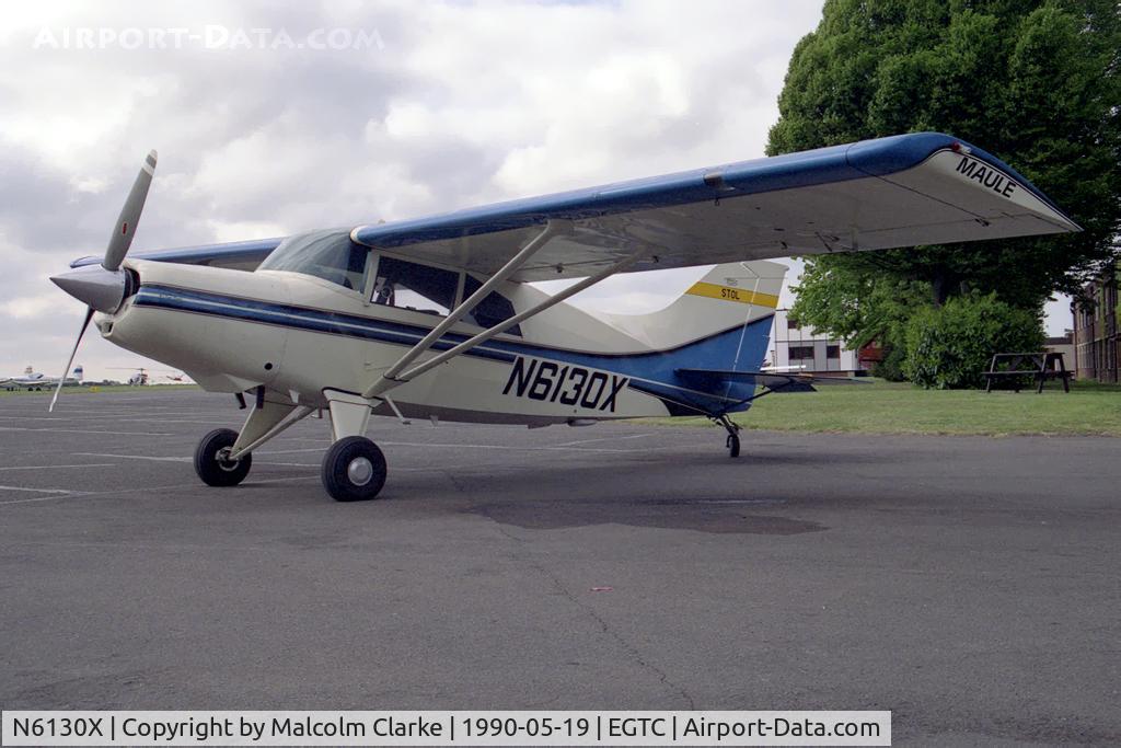 N6130X, 1989 Maule M-6-235 Super Rocket C/N 7497C, Maule M-6-235C Super Rocket at Cranfield Airport in 1990.