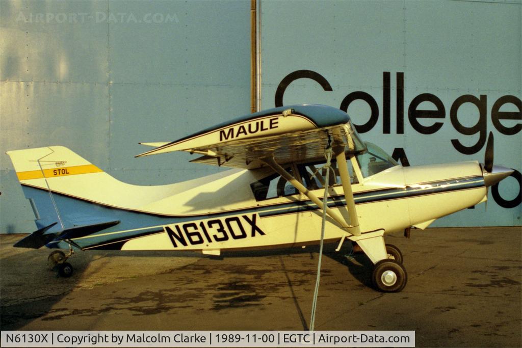 N6130X, 1989 Maule M-6-235 Super Rocket C/N 7497C, Maule M-6-235C Super Rocket at Cranfield Airport in 1989.