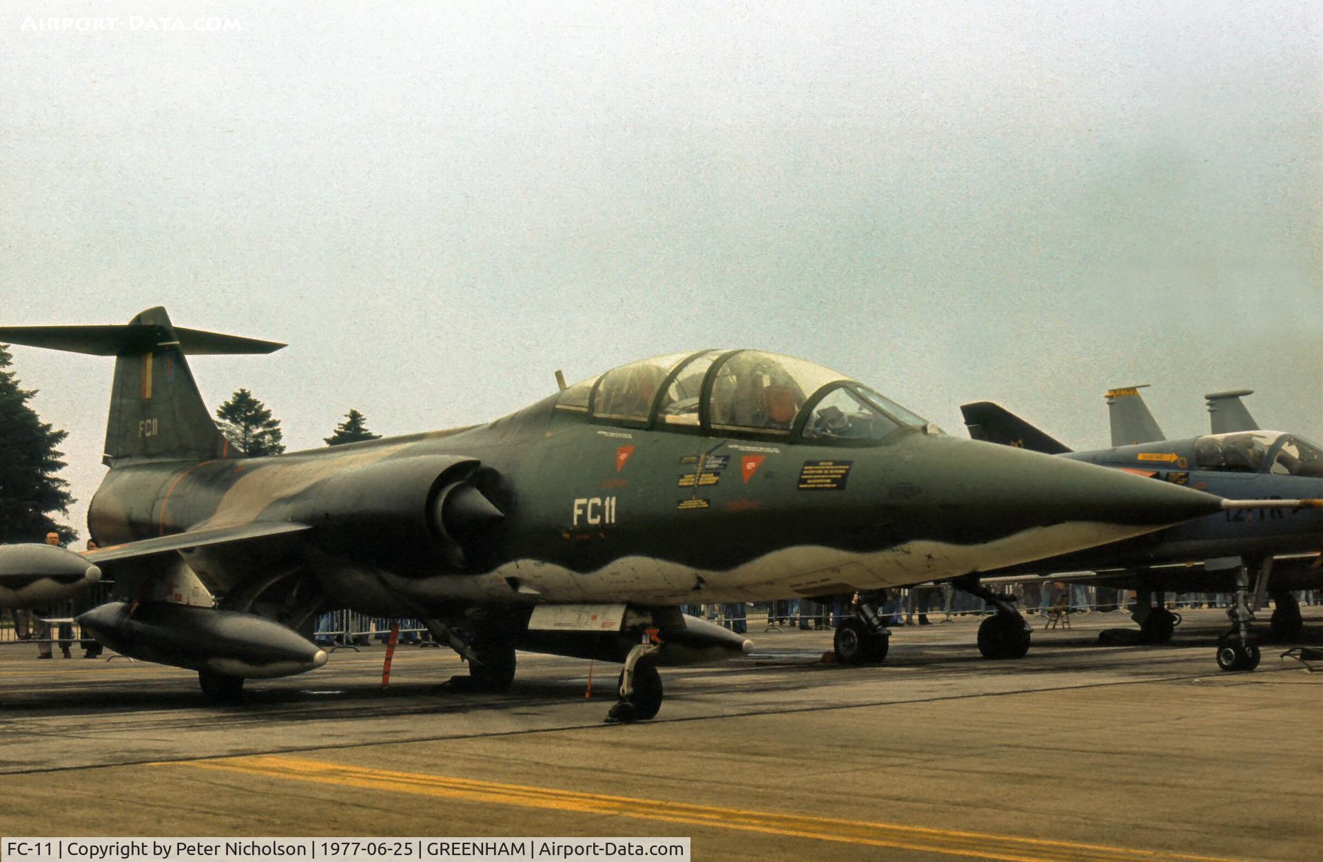 FC-11, Lockheed TF-104G Starfighter C/N 583G-5108, TF-104G Starfighter of 31 Squadron Belgian Air Force in the static park at the 1977 Intnl Air Tattoo at RAF Greenham Common.