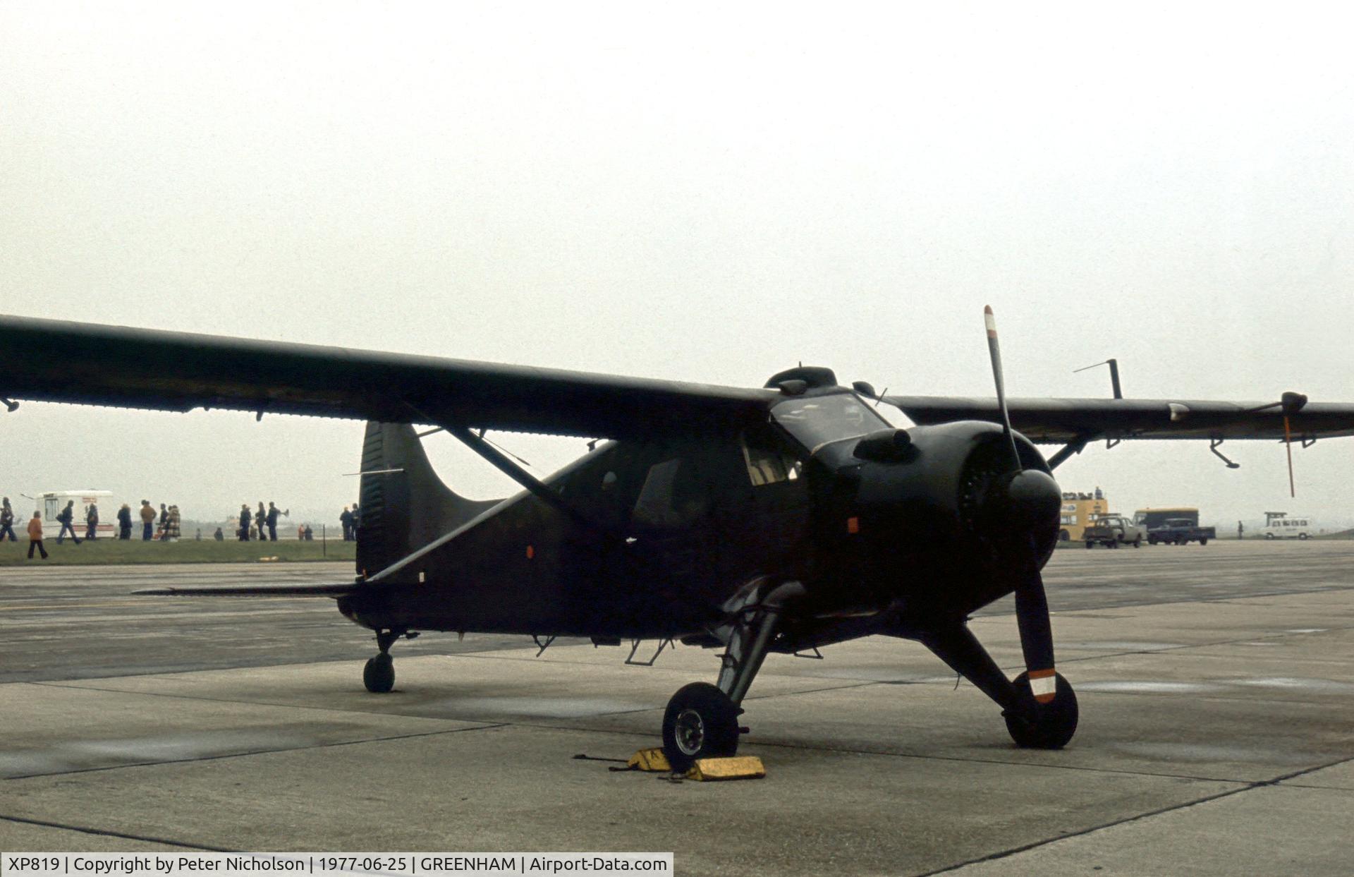 XP819, 1961 De Havilland Canada DHC-2 Beaver AL.1 C/N 1482, Beaver AL.1 of 6B Flight Army Air Corps on display at the 1977 Intnl Air Tattoo at RAF Greenham Common.