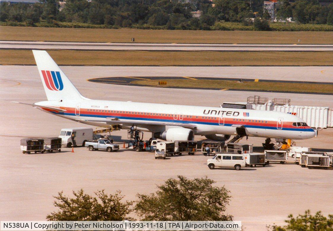N538UA, 1991 Boeing 757-222(SF) C/N 25222, Boeing 757-222 of United Air Lines at Tampa in November 1993.