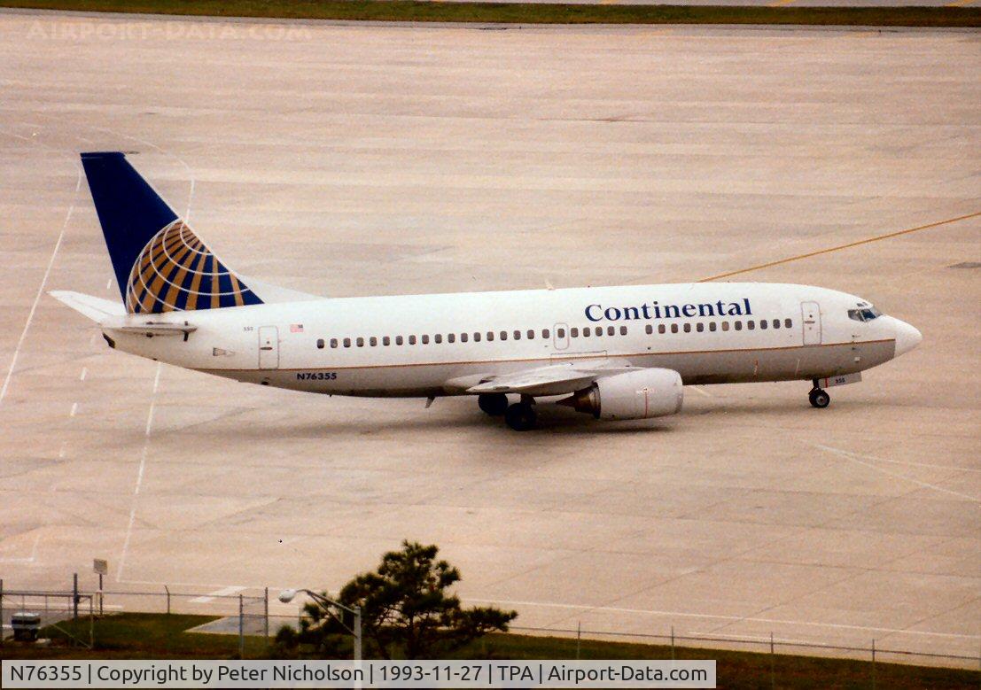 N76355, 1987 Boeing 737-3TO C/N 23593, Boeing 737-3TO of Continental Airlines at Tampa in November 1993.