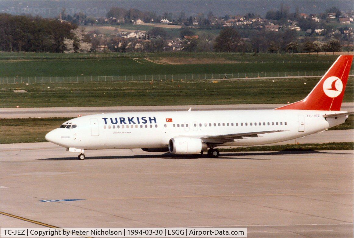 TC-JEZ, 1993 Boeing 737-4YO C/N 26088, Boeing 737-4YO of Turkish Airlines at Geneva in March 1994.