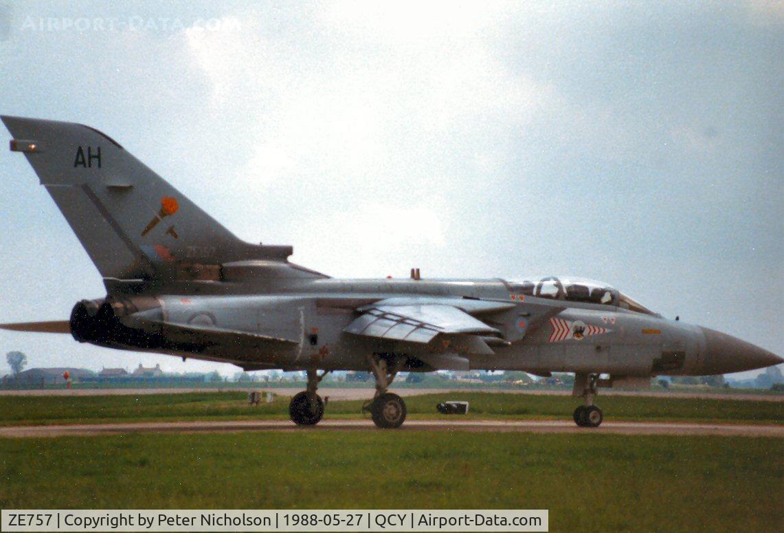 ZE757, 1988 Panavia Tornado F.3 C/N AS055/676/3304, Trainer version of the Tornado F.3 serving with 229 Operational Conversion Unit at RAF Coningsby in May 1988.