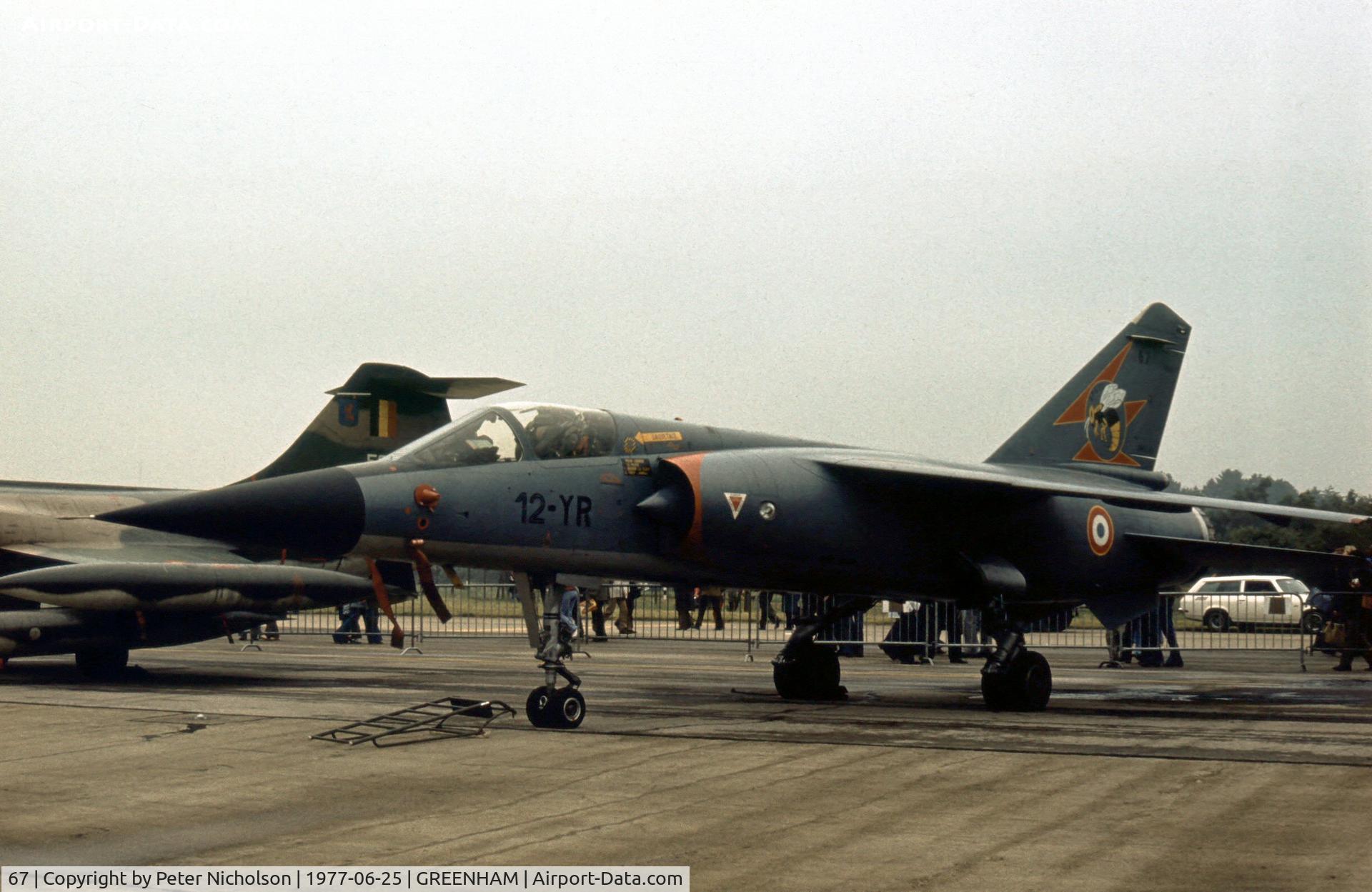 67, Dassault Mirage F.1C C/N 67, Another view of the EC.12 Mirage F.1C in the static park at the 1977 Intnl Air Tattoo at RAF Greenham Common.