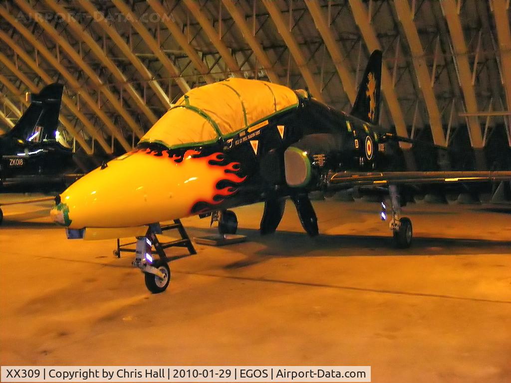 XX309, 1980 Hawker Siddeley Hawk T.1 C/N 144/312134, in storage at RAF Shawbury