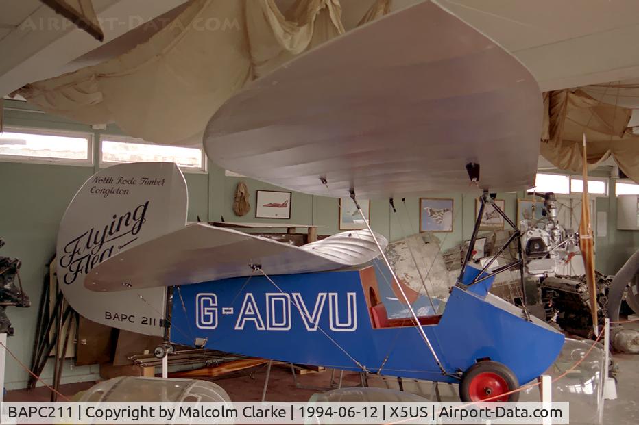 BAPC211, Mignet HM.14 Pou-du-Ciel C/N BAPC.211, Mignet HM-14 Pou-du-Ciel at The North East Aircraft Museum, Usworth, Sunderland, UK in 1994.