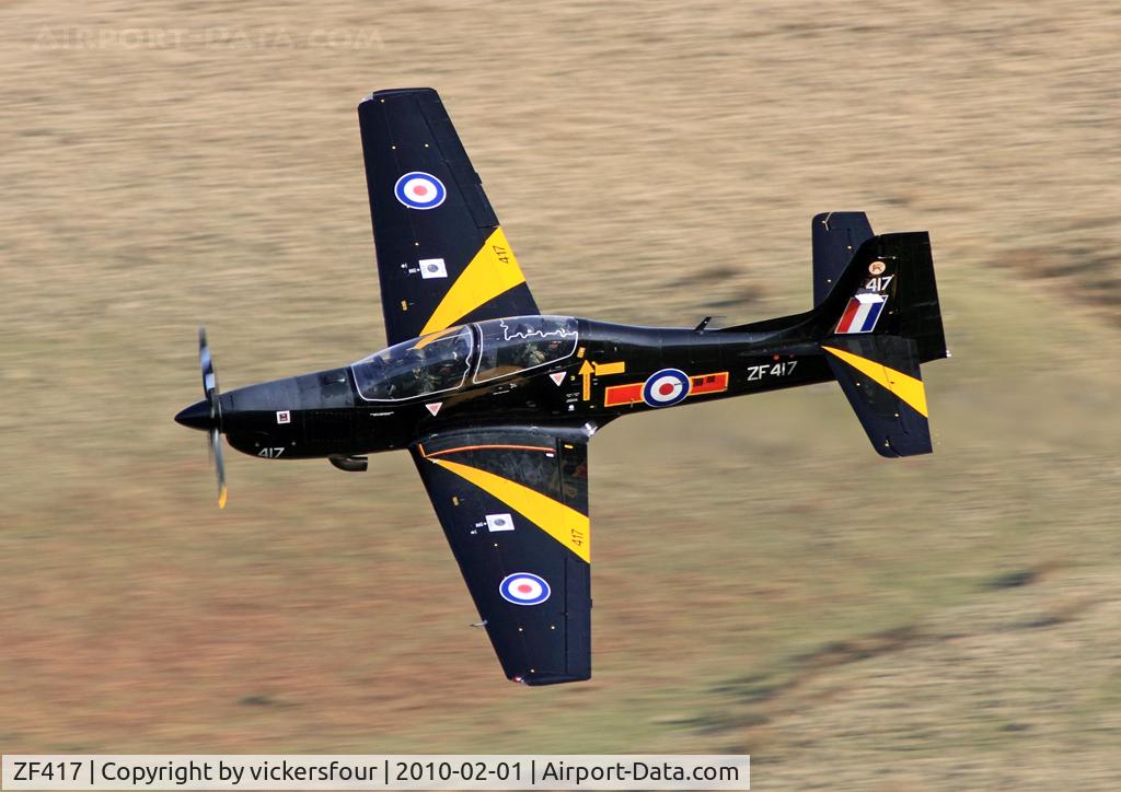 ZF417, 1992 Short S-312 Tucano T1 C/N S136/T107, Royal Air Force. Operated by 207 (R) Squadron. M6 Pass, Cumbria.