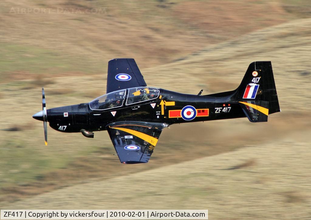 ZF417, 1992 Short S-312 Tucano T1 C/N S136/T107, Royal Air Force. Operated by 207 (R) Squadron. M6 Pass, Cumbria.