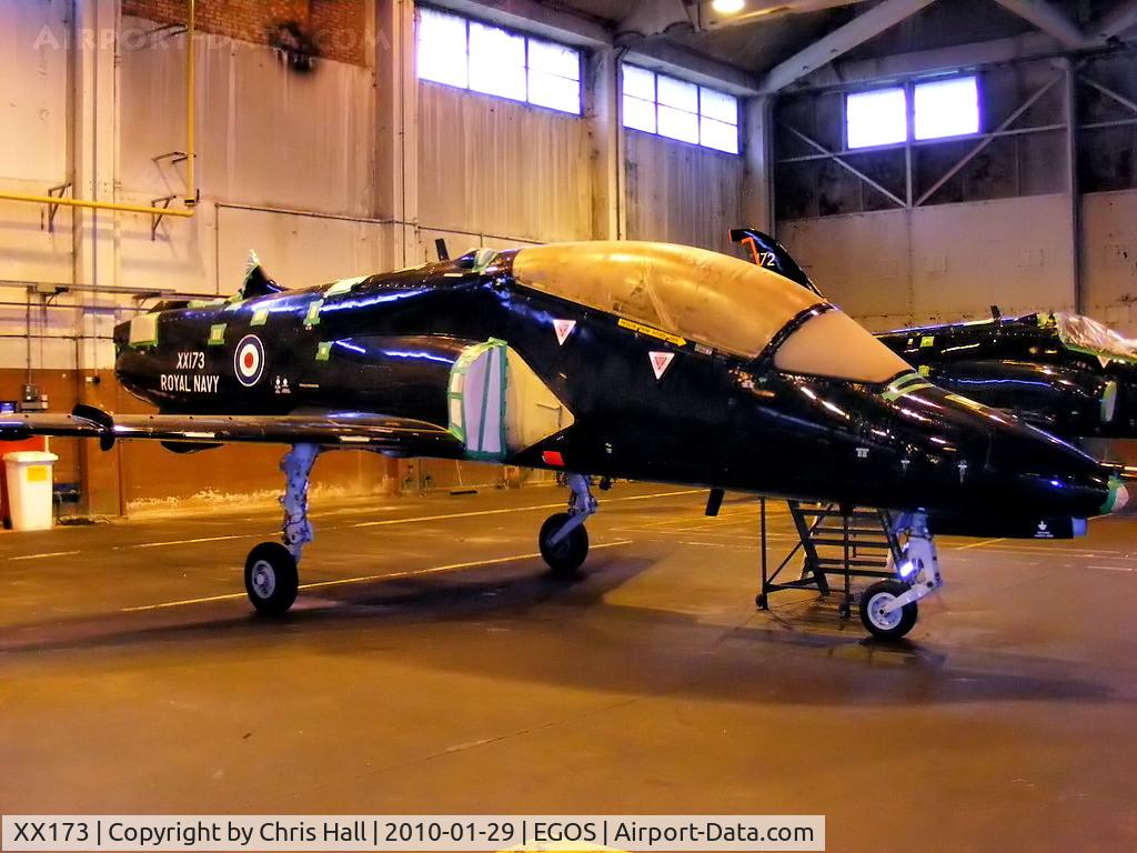 XX173, 1977 Hawker Siddeley Hawk T.1 C/N 020/312020, in storage at RAF Shawbury