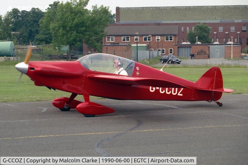 G-CCOZ, 1982 Monnett Sonerai II C/N PFA 015-10107, Monnett Sonerai 11 at Cranfield Airport in 1990.