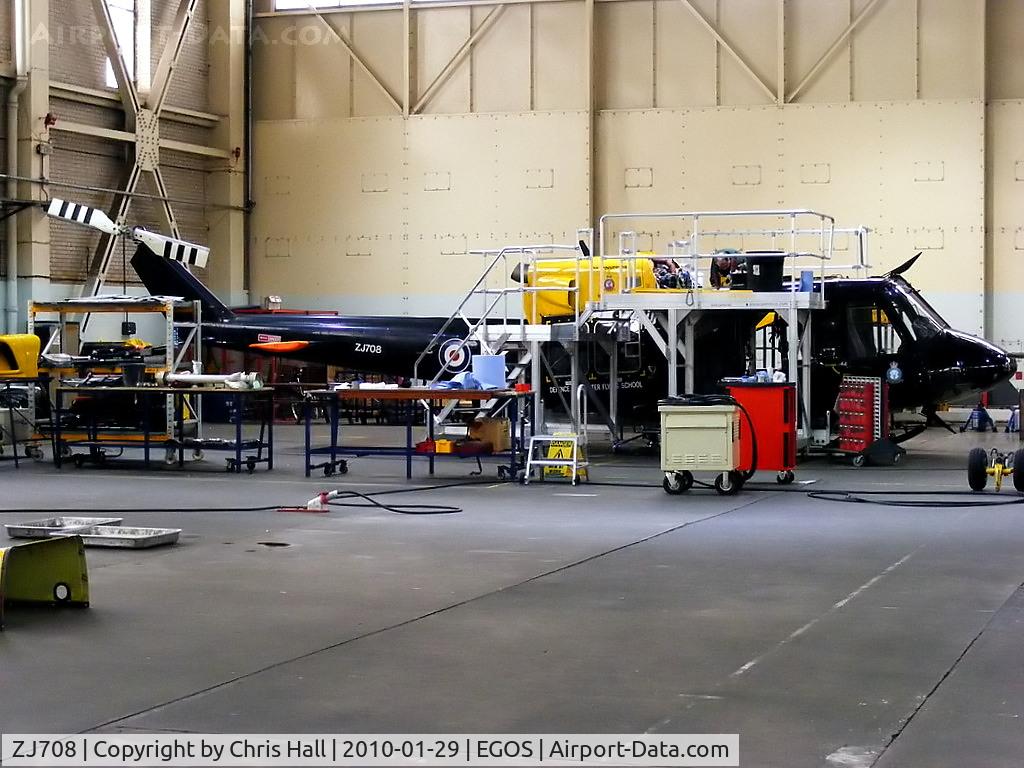 ZJ708, 2002 Bell 412EP Griffin HT1 C/N 36301, undergoing maintainance at RAF Shawbury