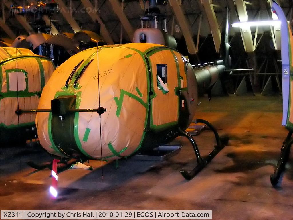 XZ311, 1976 Westland SA-341B Gazelle AH1 C/N 1578, Aerospatiale Gazelle AH.1 in storage at RAF Shawbury