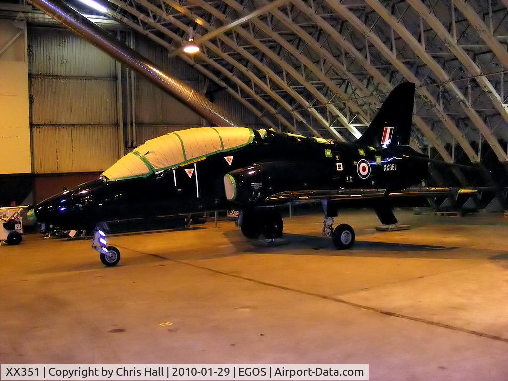 XX351, 1981 Hawker Siddeley Hawk T.1A C/N 201/312175, in storage at RAF Shawbury