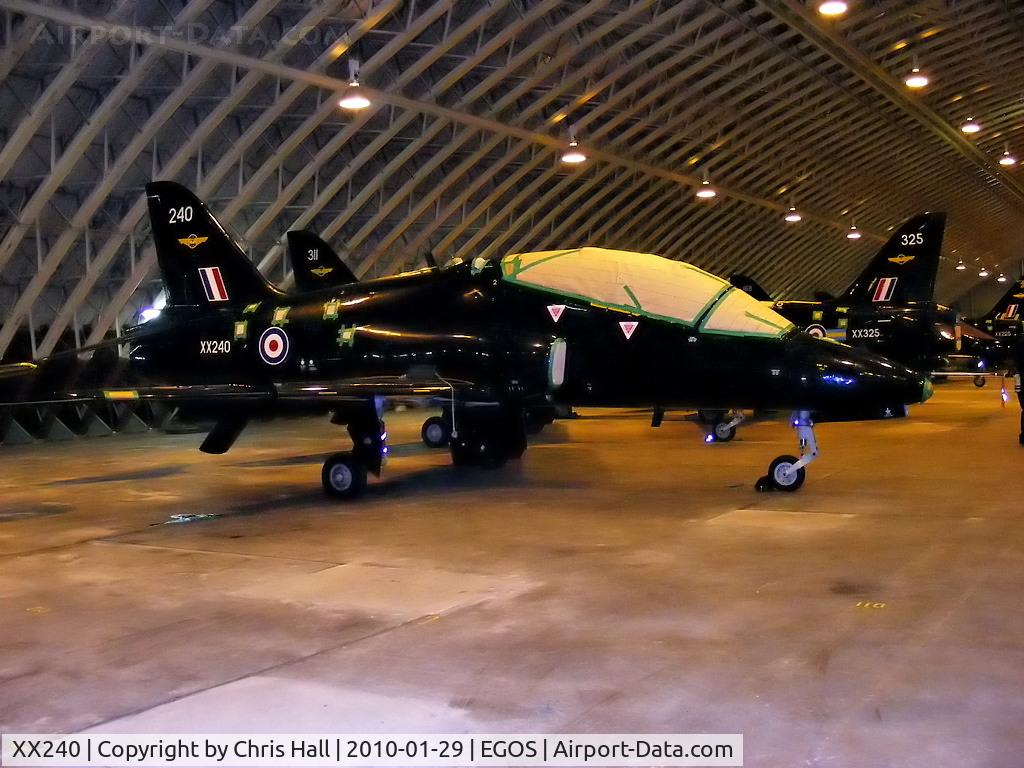 XX240, 1978 Hawker Siddeley Hawk T.1 C/N 076/312076, in storage at RAF Shawbury