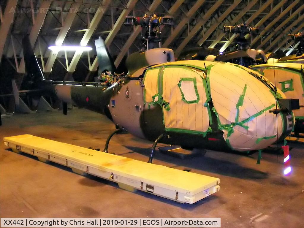XX442, 1976 Westland SA-341B Gazelle AH1 C/N 1221, Aerospatiale Gazelle AH.1 in storage at RAF Shawbury