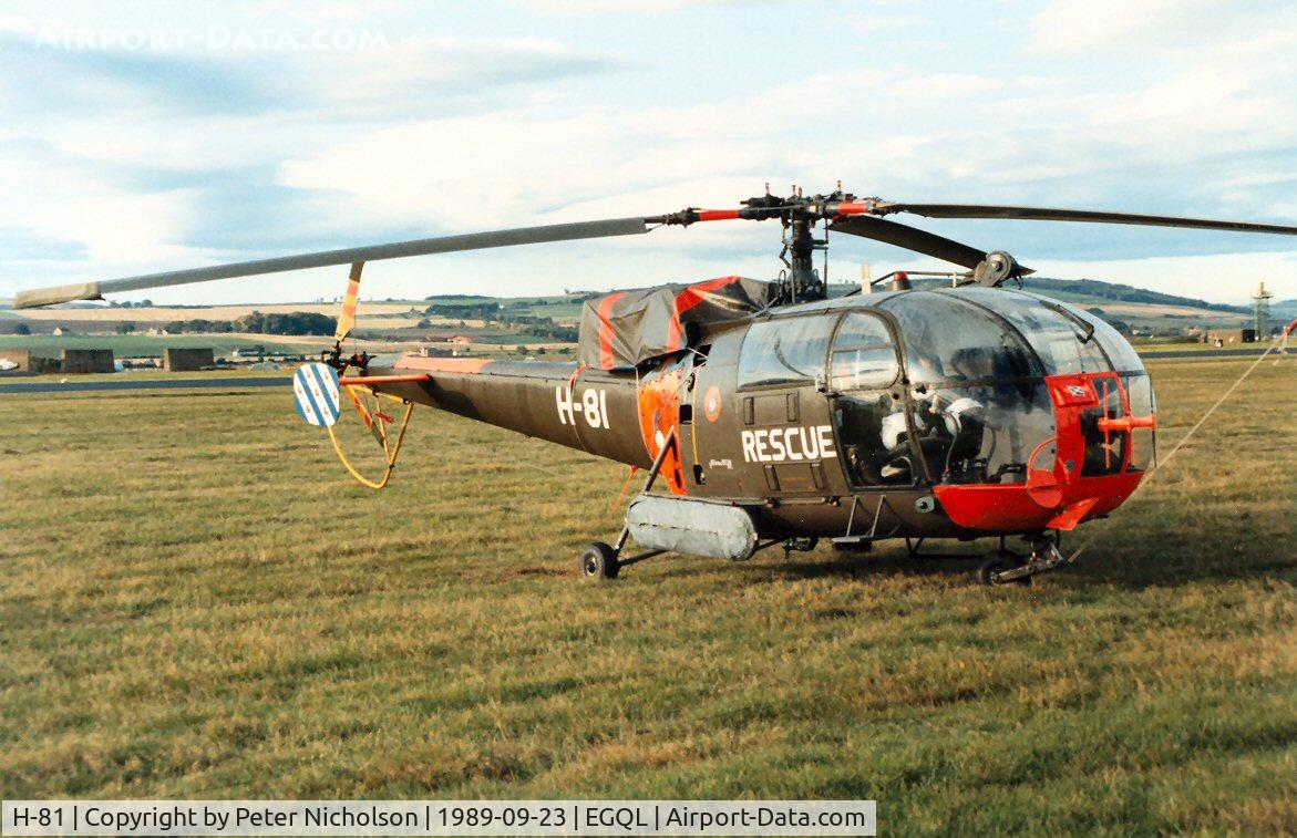 H-81, Sud SE-3160 Alouette III C/N 1381, Alouette II of the Royal Netherlands Air Force Search and Rescue Flight on display at the 1989 RAF Leuchars Airshow.
