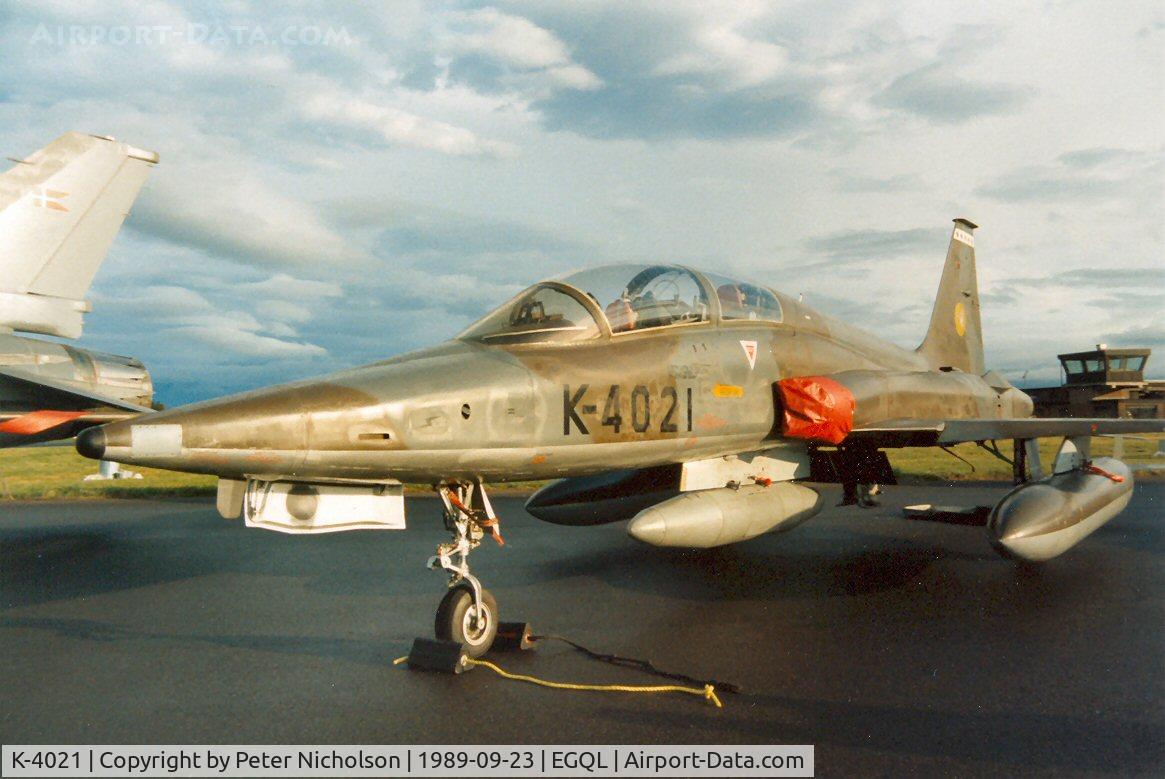 K-4021, 1971 Canadair NF-5B Freedom Fighter C/N 4021, NF-5B of 316 Squadron Royal Netherlands Air Force in the static park at the 1989 RAF Leuchars Airshow.