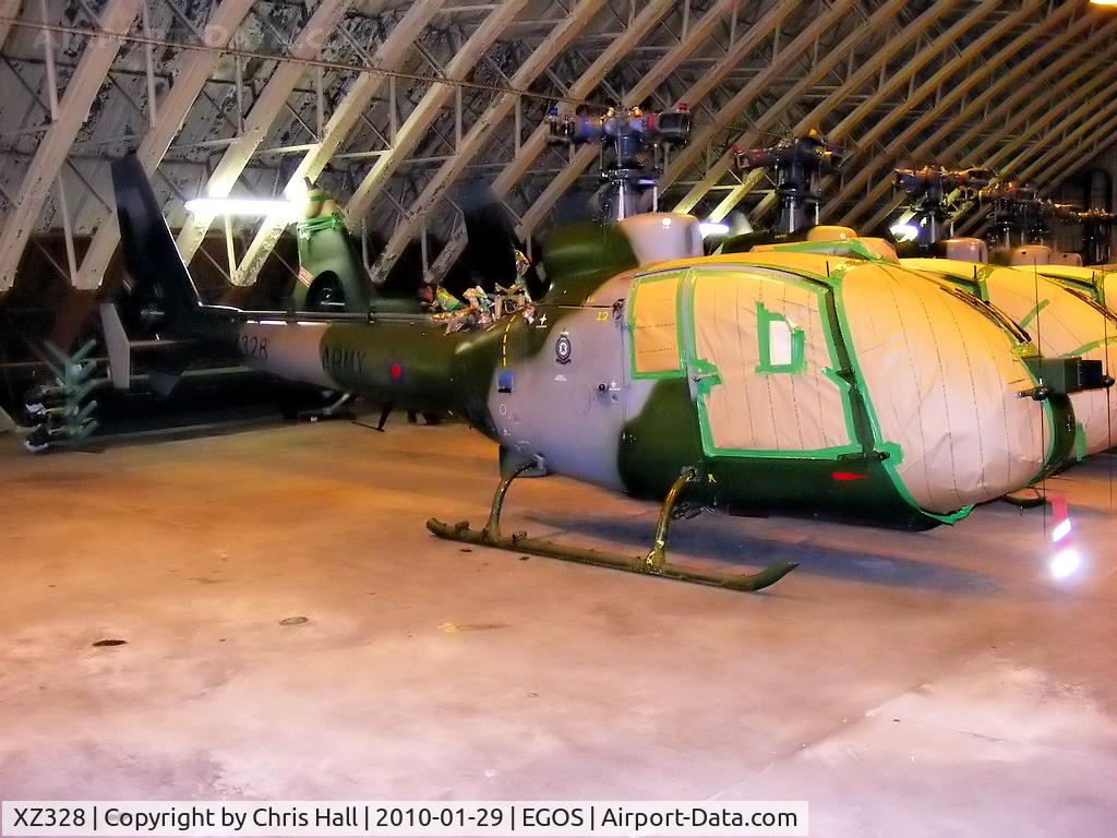 XZ328, 1977 Westland SA-341B Gazelle AH1 C/N 1647, Aerospatiale Gazelle AH.1 in storage at RAF Shawbury